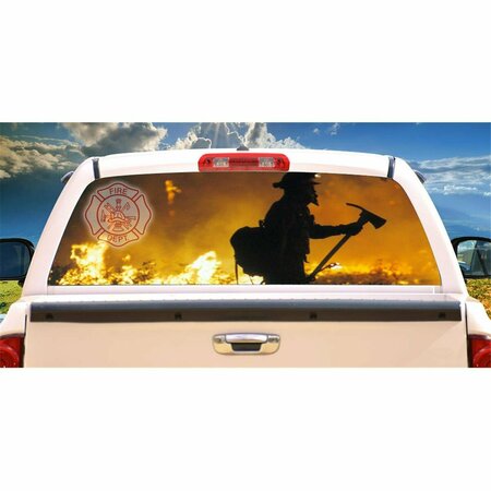 ENTRETENIMIENTO Firefighter Rear Window Graphicfire Man Truck View Thru Vinyl Decal EN3940999